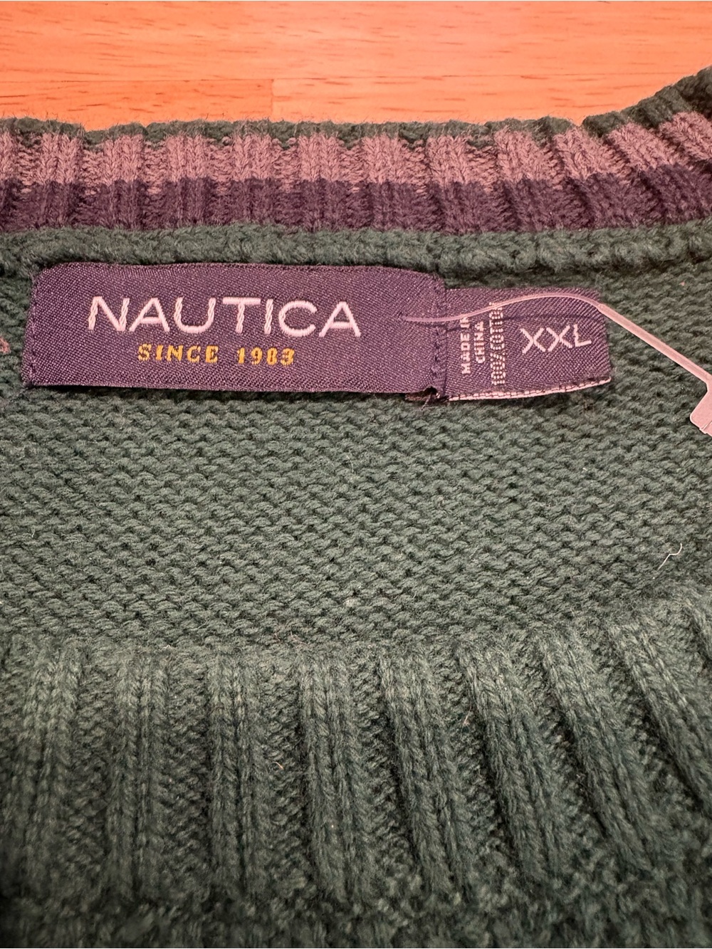 Vintage Nautica Cable Knit Sweatshirt Green Size 2XL Warm Fall Winter Crewneck - Picture 6 of 9
